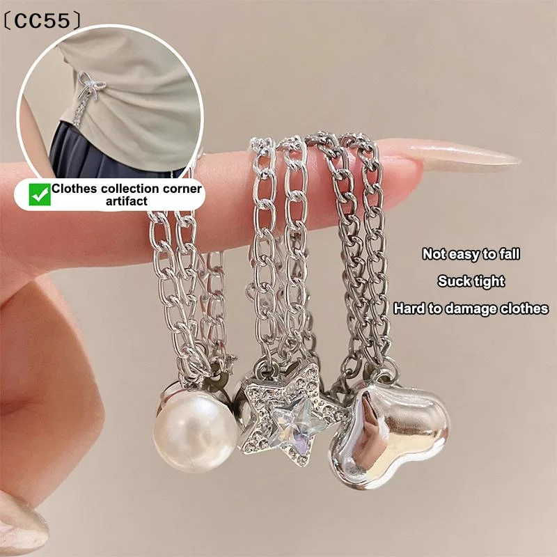 Magnetic Clothing Clips Detachable Nail Free Chain Clips Seam Free Leg Fixing Closure Buckle Length Shortening Tool〔CC55〕