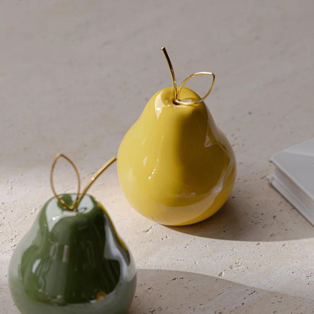 Modern Ceramic Fruit Ornaments Simulation Pear Fruit Decorations Special Dining Table Decoration Exquisite Household Ornaments