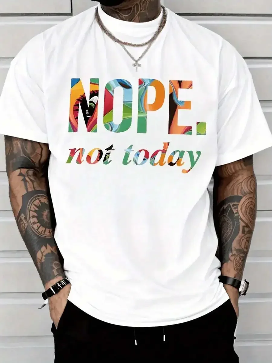 220 Grams Round Neck Short Sleeve Men's T-Shirt, Creative Printing Pattern, Simple Design, Knitting Process, Soft And Comfortabl