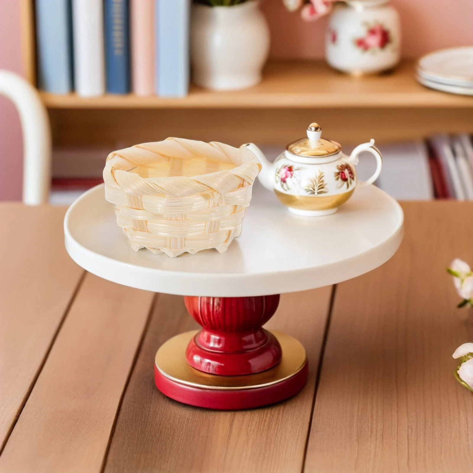 

4 Pcs Mini Bamboo Basket Baskets Dollhouse Kitchen Accessories Light Brown Handmade