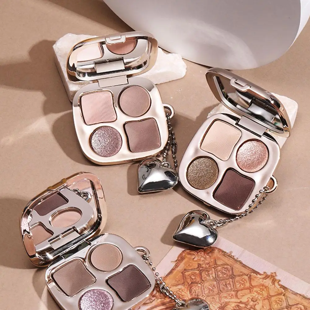 Paleta de maquiagem para olhos fácil de colorir ﻿ Paleta de sombras de 4 cores fosca brilhante perolada glitter sombra de olhos de longa duração