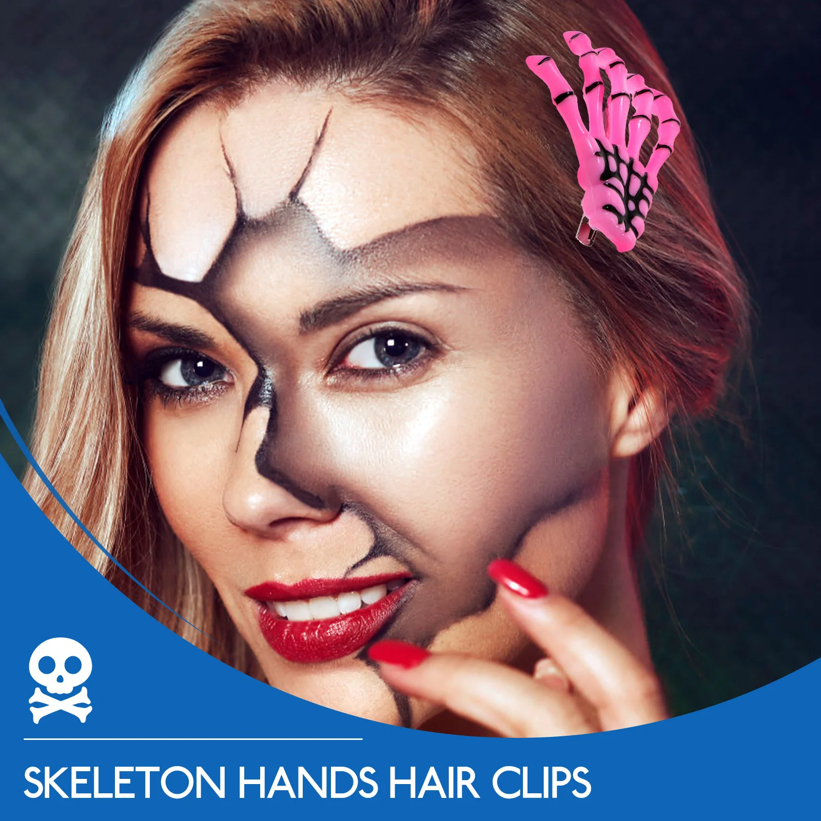 

3 шт., заколки для волос на Хэллоуин, заколка из сплава с черепом, готическая заколка для волос для косплея, заколка для рук