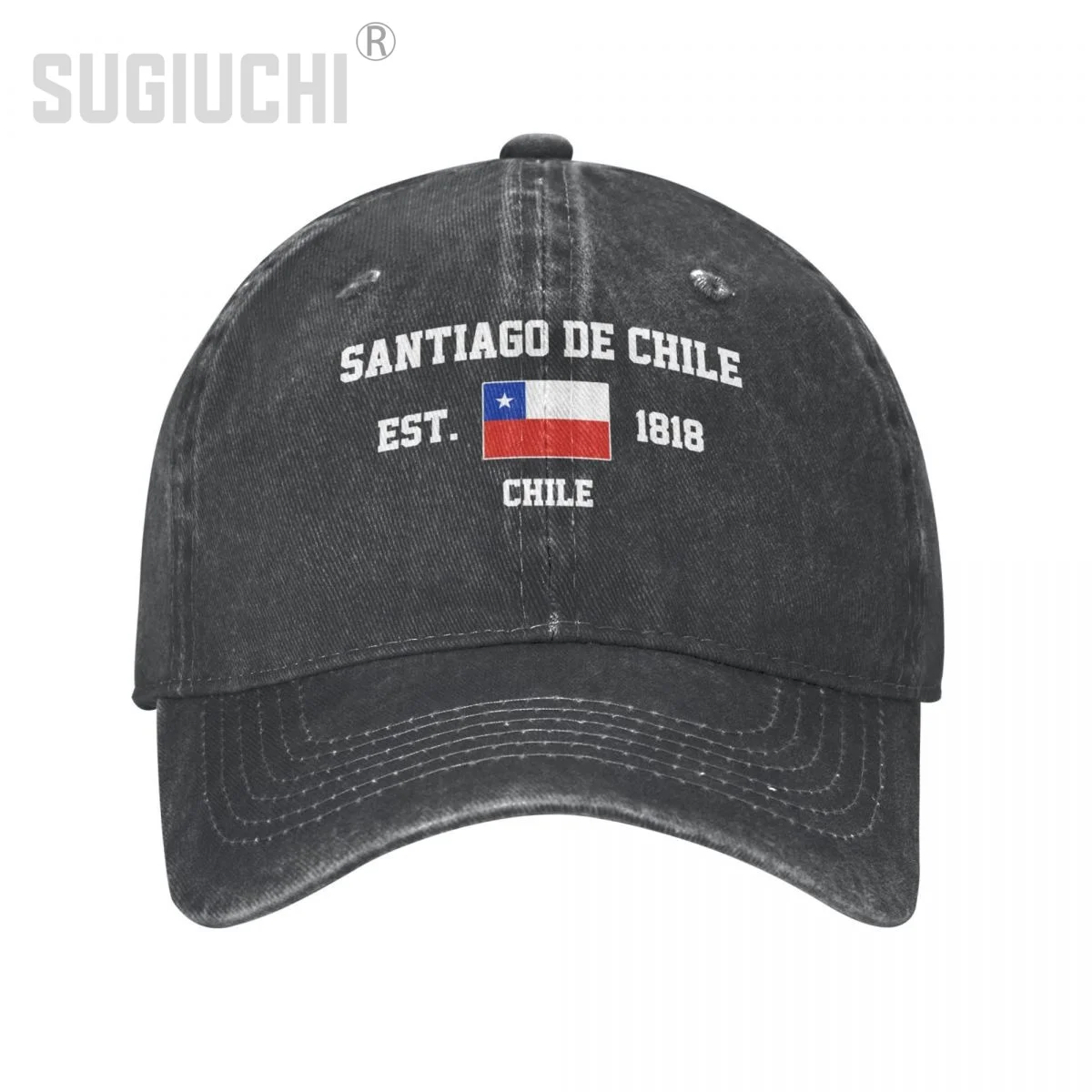 Flag of Chile EST.1818 Santiago De Chile Unisex Adult Washed Denim Baseball Cap Men Vintage Cotton Dad Patriotic Trucker Hat