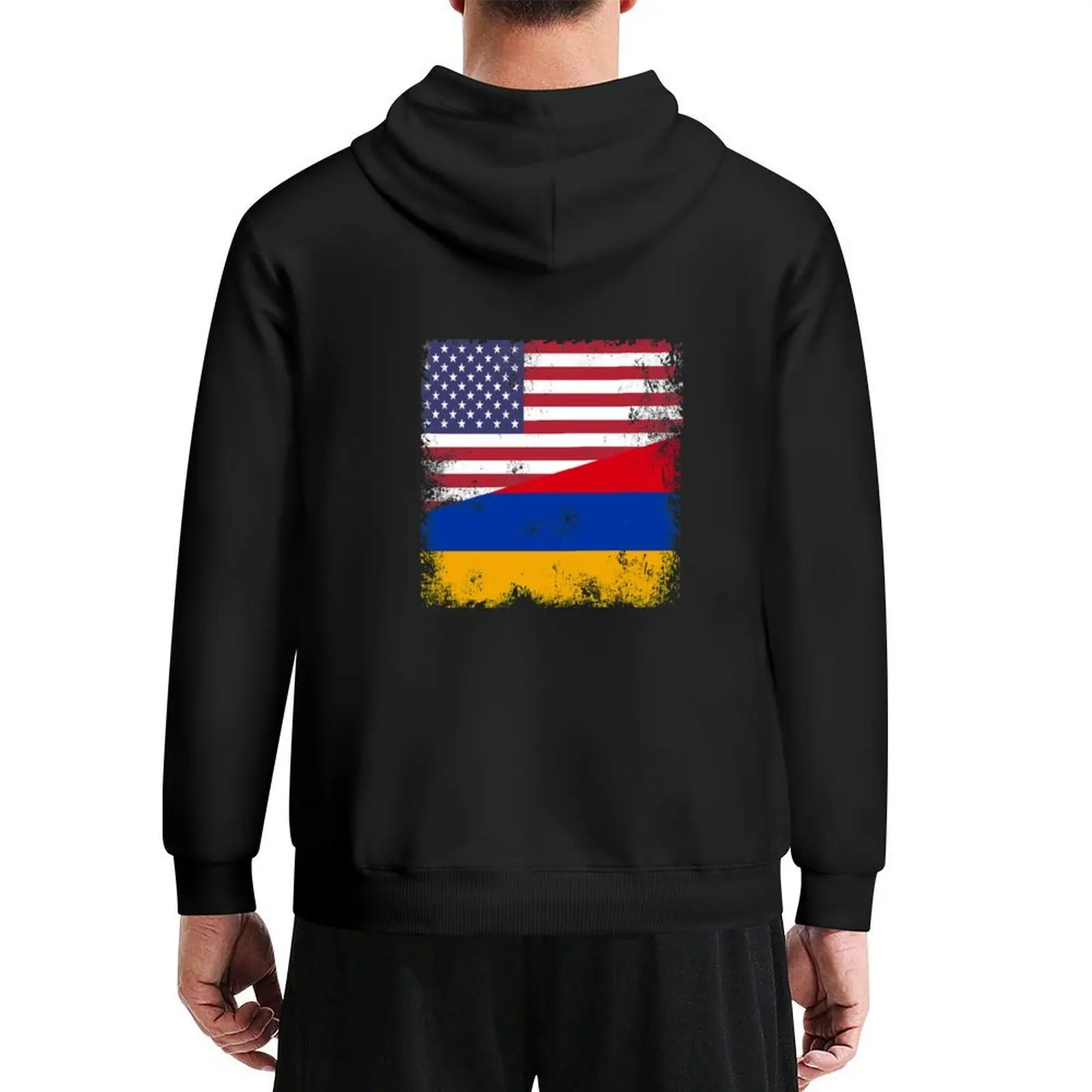 

Half Armenian Flag Design | Vintage Armenia USA Gift Hoodie japanese style male clothes autumn man hoodie