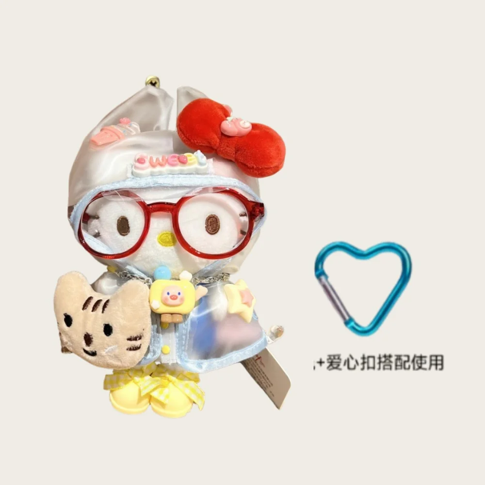 

Плюшевая кукла Hello Kitty, модный брелок «сделай сам», Haute Couture Edition, стильный плащ, милая сумка с нашивками, подвеска для детской девочки