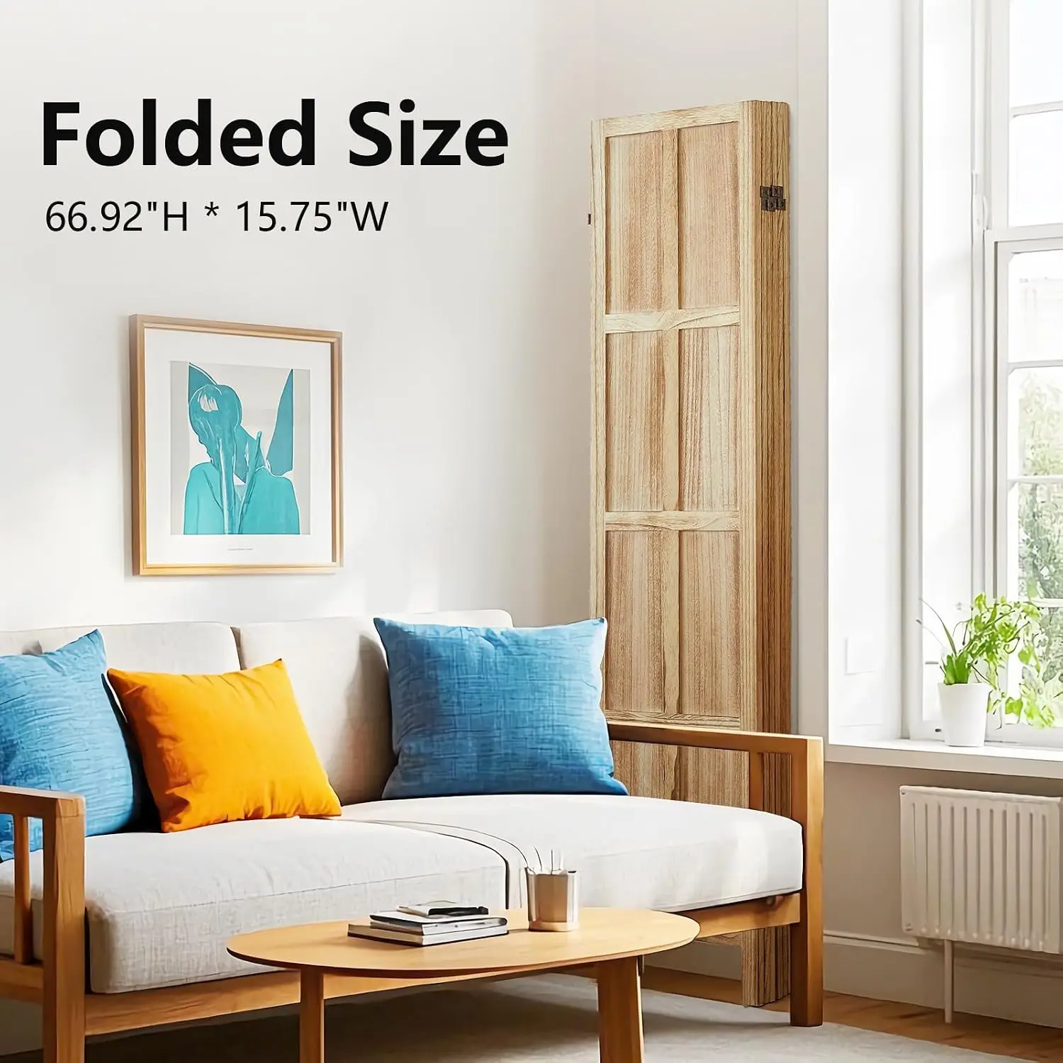 6 Panel Wood Room Divider 5.6 Ft Folding Privacy Screen Partition Wall for Home Office Bedroom, Customized