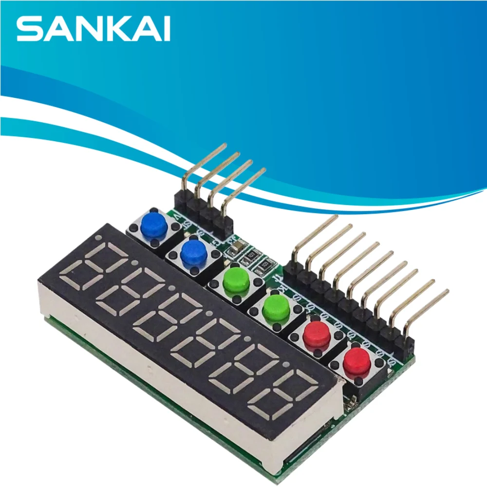 TM1637 6-Bit Digital Tube Display Key Scan Module, DC 3.3-5V IIC Interface for Arduino
