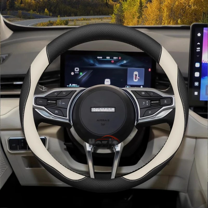 

Leather Car Steering Wheel Cover for Haval H9 Jolion Pro H6 GT H7 F7 F7x H5 H3 Dargo M6 Plus 2025 2026 Accessories