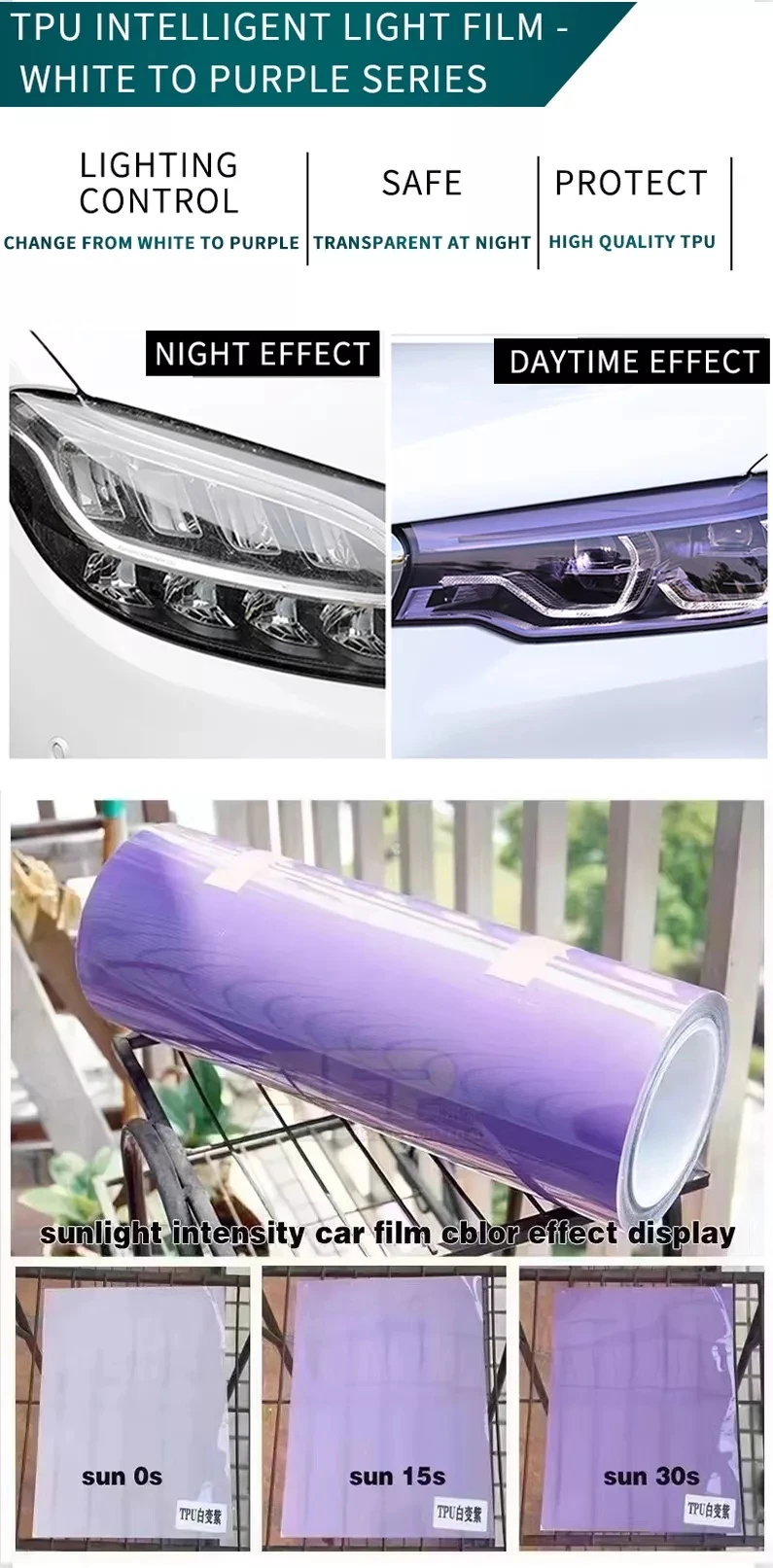 NONE TPU PPF Smart Photochrome Scheinwerfer Schutz Film Für Jede Auto Lampe LED Dekorieren UV Farbe Schutz Aufkleber Weiß Schwarz 4
