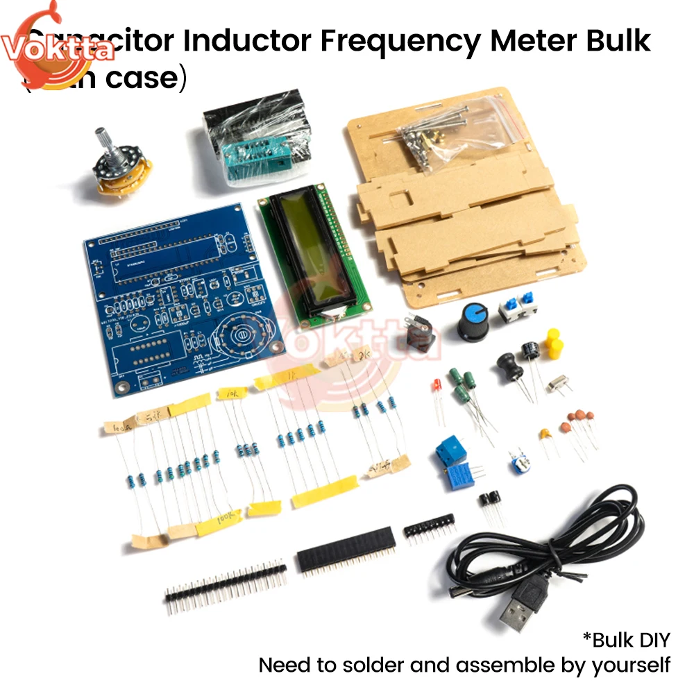 DC5V wysokiej precyzji cyfrowy przyrząd do pomiaru indukcyjności i pojemności DIY zestaw z kabel do transmisji danych USB miernik częstotliwości LCD