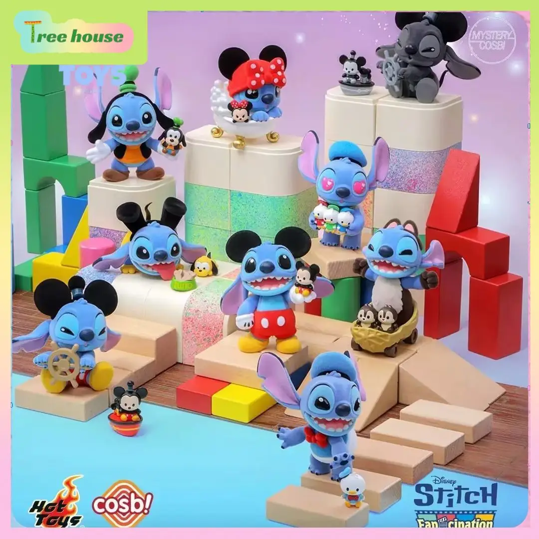 Image of Offizielles Hot Toys Stitch Fever: Cosbi Mickey & Friends Kollaborations-Plüschtier & Weihnachtsgeschenk für Fans, mobile Taschenanhänger-Puppe