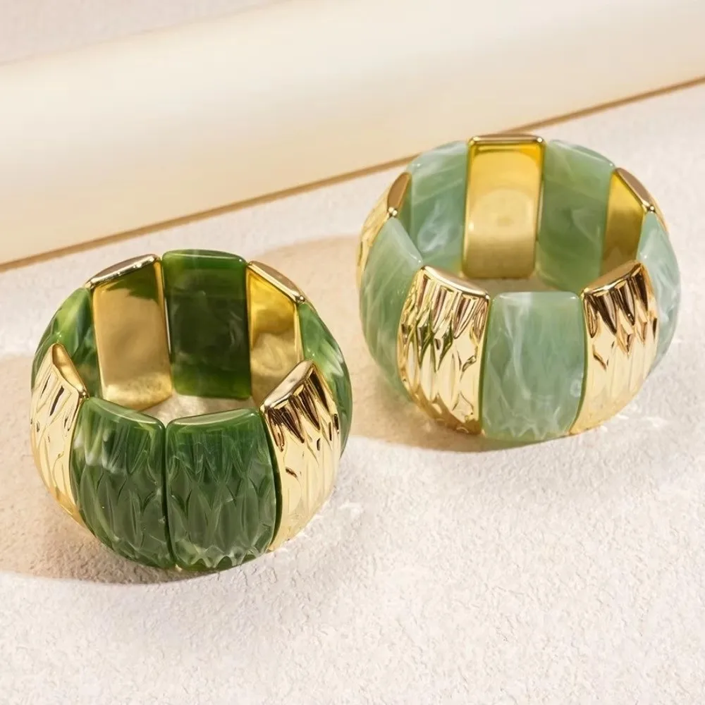 Splicing Color Retro Hand Ring Adjustable Stainless Steel Open Ring Bohemian Bracelet Smudging Design Dopamine Jewelry