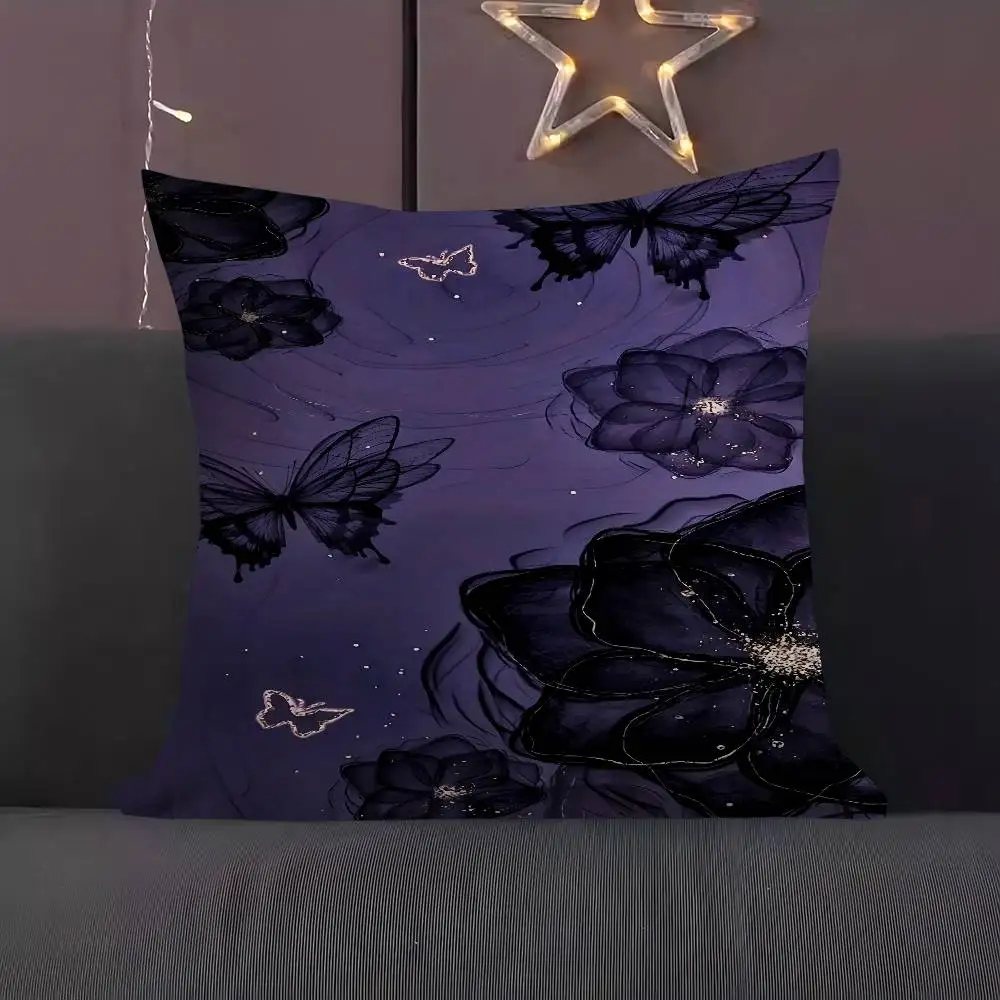 

Shadowy Bloom & Butterfly Pillowcase Toon Gift Cushion Cover Bedroom Home Sofa Chair Seat Decor Pillow Case