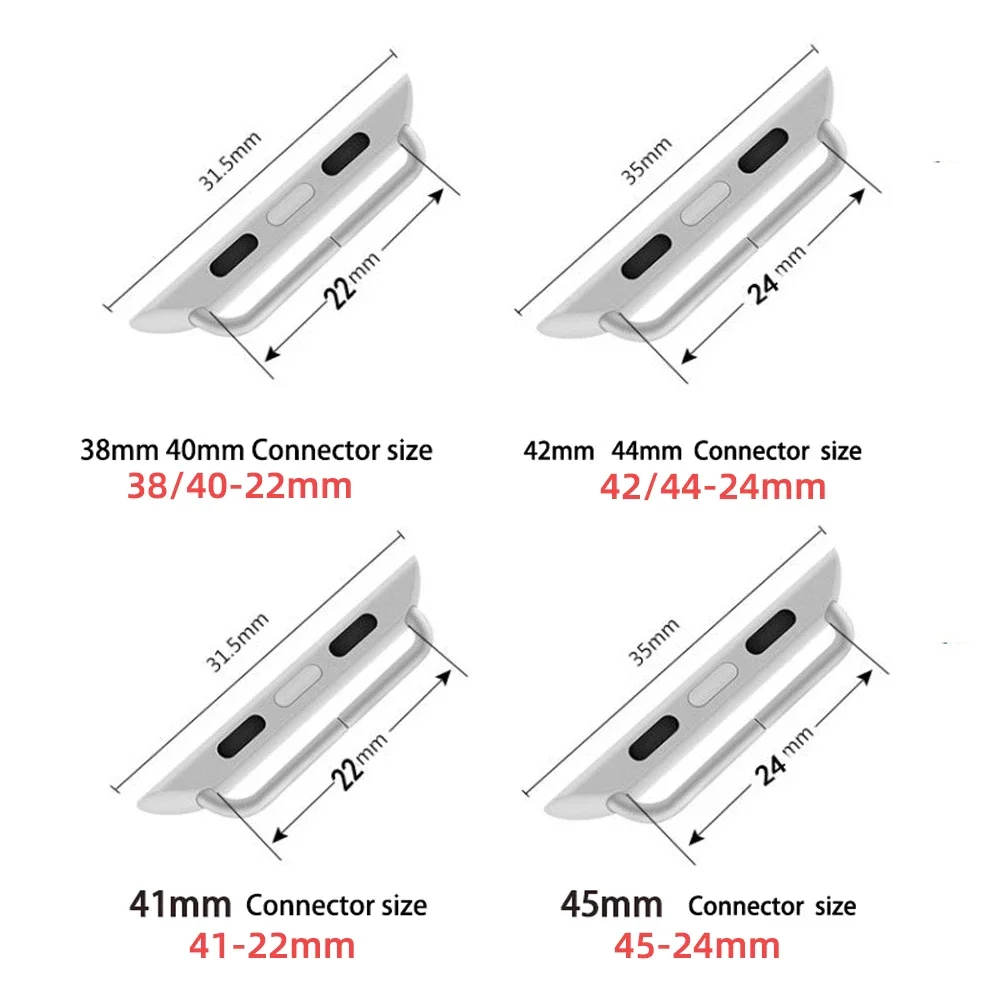 2pcs Connector Adapter for Apple Watch 44mm 40mm 42 45mm 41mm 38 Connectors Accessories for Iwatch 6 5 7 8 9 Se Stainless Steel