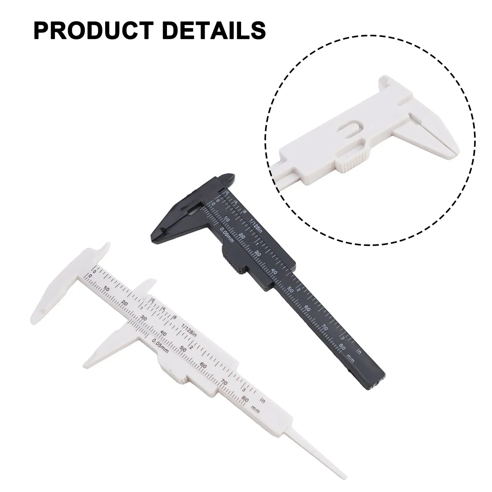 2PCS 80mm Mini Sliding Vernier Calipers Gauge Measure Tool Plastic Double Scale Sliding Gauge Ruler Micrometer Measuring Tools