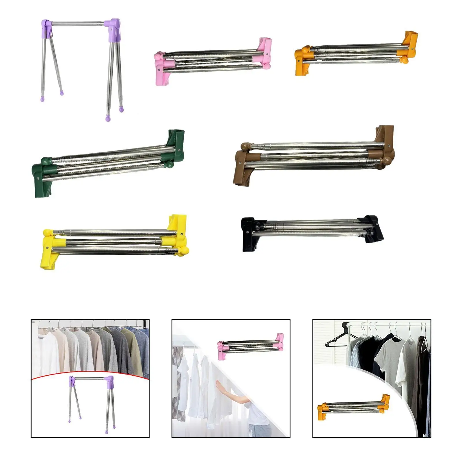 Portable Travel Garment Rack, Clothing Rack for Hanging Clothes, Coats, Skirts Folding Clothes Rack Clothes Rail for Travel