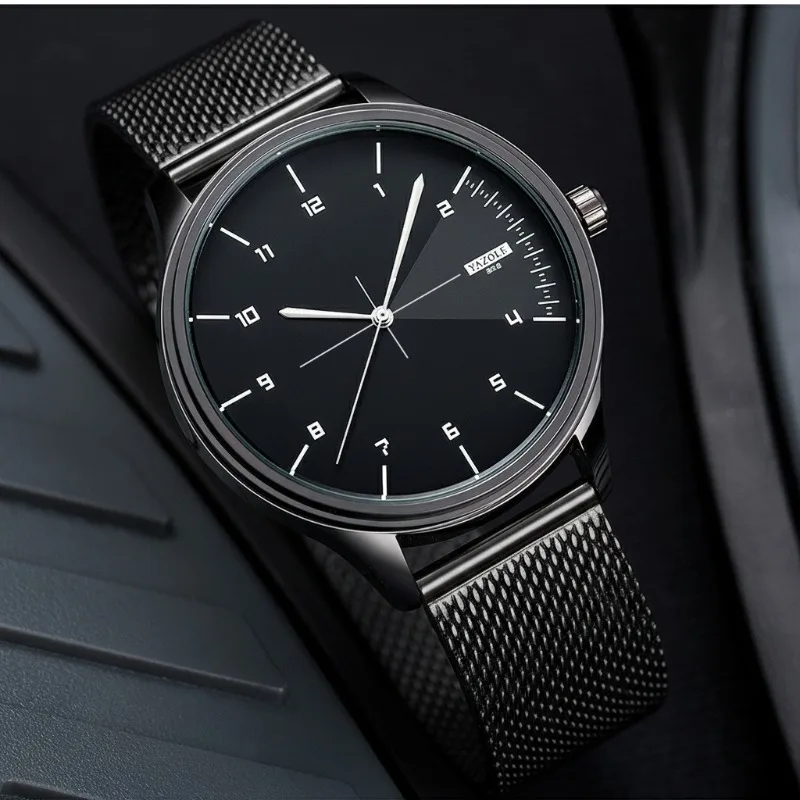 

Лучший бренд YAZOLE, мужские часы, деловые простые часы с металлическим сетчатым ремешком для мужчин, повседневные кварцевые наручные часы, мужские часы montre homme