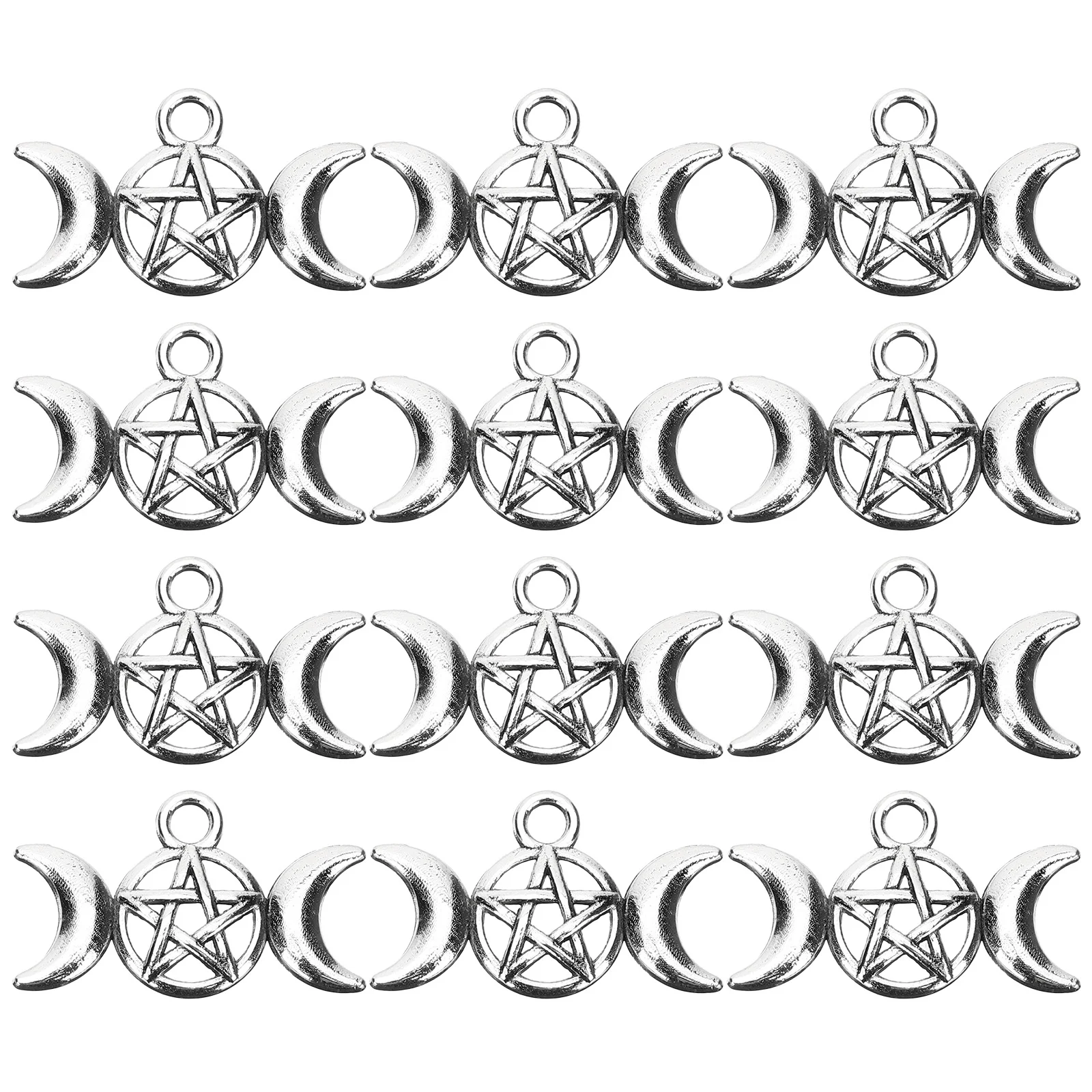 80 Pcs Moon DIY Accessories Bangle Charms Moon Charms Earrings Making Jewelry Witchy Pentagram Zinc Alloy Triple