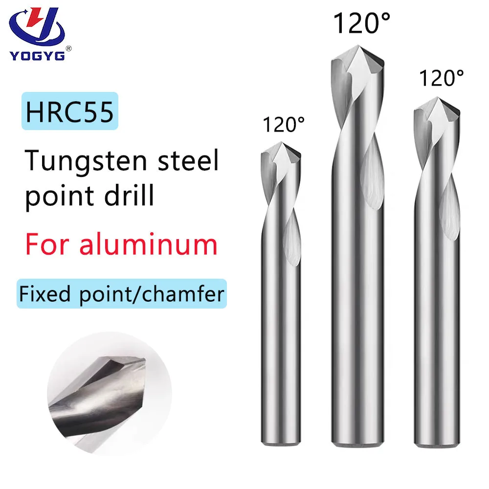 

HRC55 Carbide Spot Drill Bit 120 Degree CNC Chamfering Drilling Tungsten Steel Location Centering Pilot Drill 2Flutes Aluminum