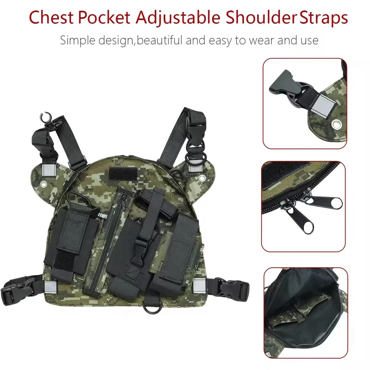 ABBREE PT-10 Walkie Talkie Pocket Bag Borst Front Zakjes Tactische Holster voor Baofeng UV-5R UV-21 PRO UV-5RH Twee Manier Radio