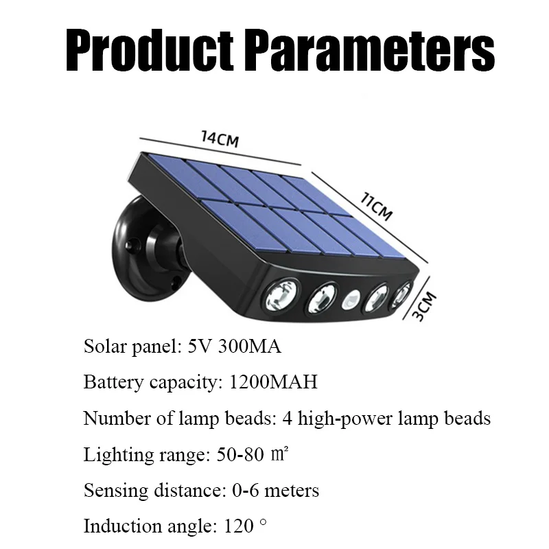 Solar Wall Light LED Street Lights with Motion Sensor Outdoor Waterproof Pathway Spotlight for Patio Yard Garden Garage