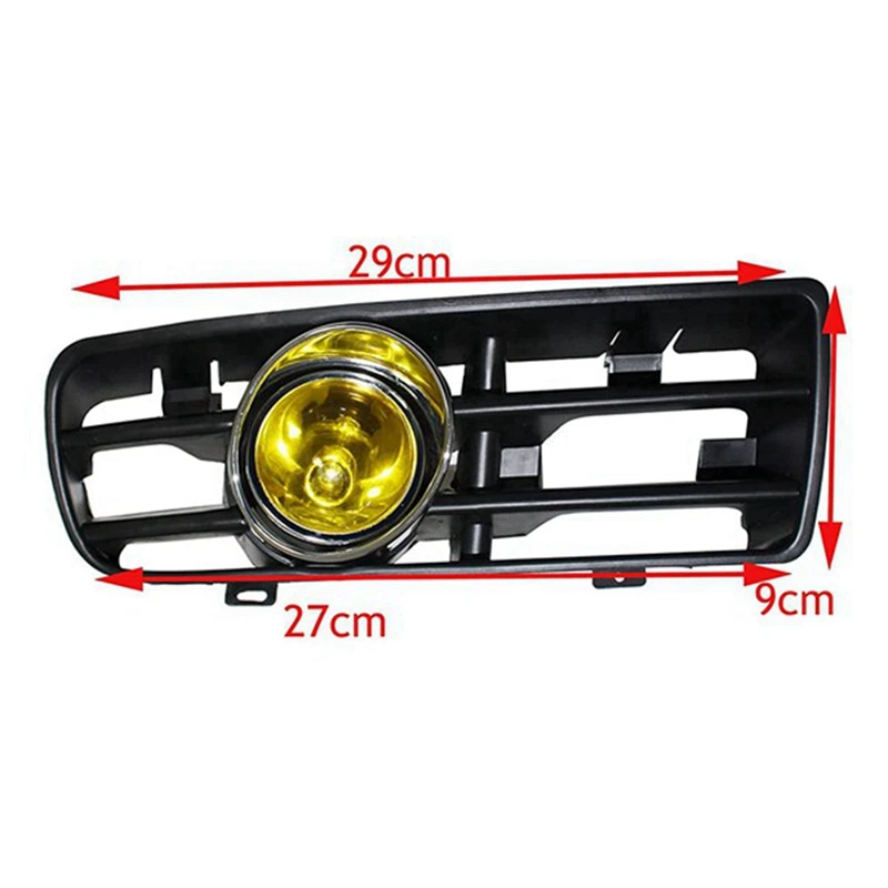 2Pair Front Bumper Grill Fog Lights Grille LED Lamp With Wire Kit Yellow For Volkswagen Golf MK4 1998-2004