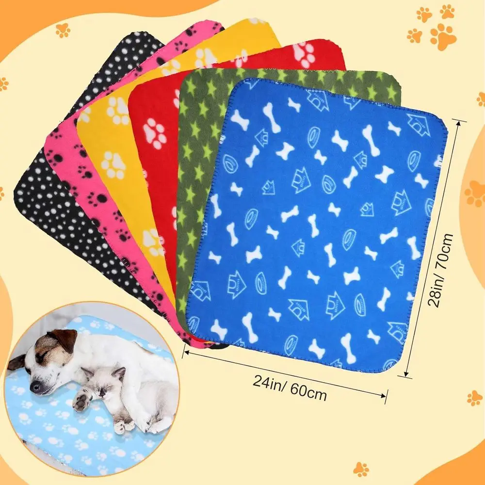 Atacado 50 cobertores de lã macia para cachorros, 24x28, designs com estampa de pata, ideais para animais de estimação pequenos e animais