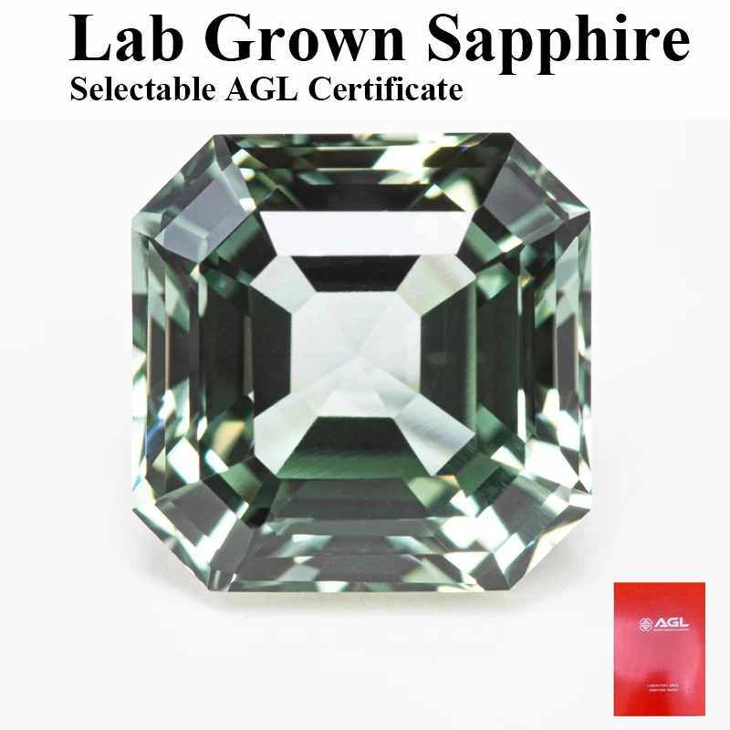 

Лучшие лабораторные выращенные сапфировые квадратные подвески Asscher Cut зеленого цвета VVS1 DIY для изготовления ювелирных изделий, материалы на выбор, сертификат AGL