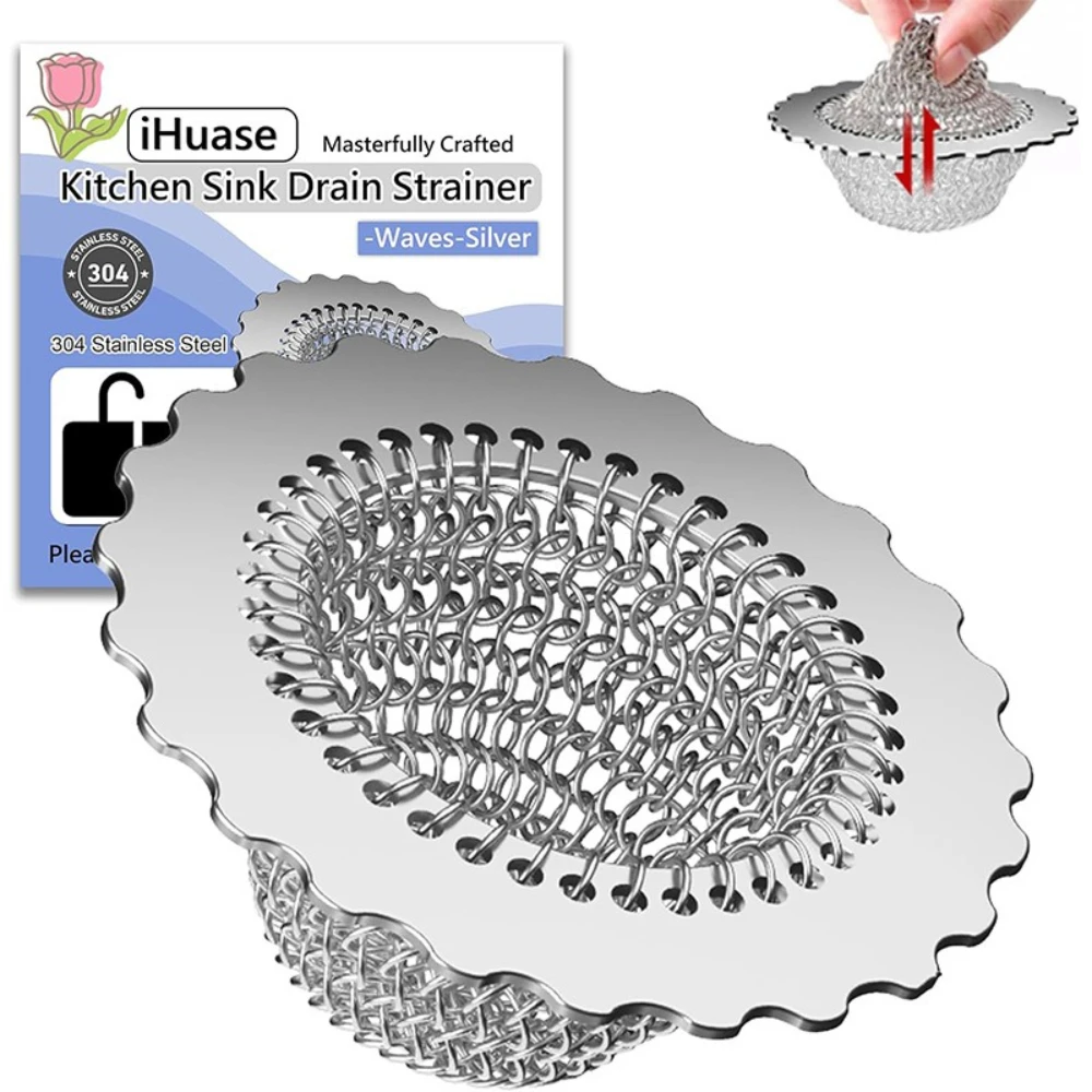 Kitchen Sink Drain Filter Stainless Steel Mesh Filter Anti-clogging Garbage Disposal Cover Kitchen Drains & Strainers