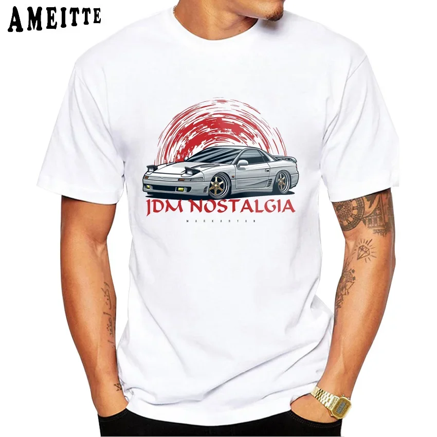 New Summer Men Short Sleeve JDM Nostalgia 3000GT GTO  Print T-Shirt Funny Car Design Boy Casual Tops Fashion Man White Tees