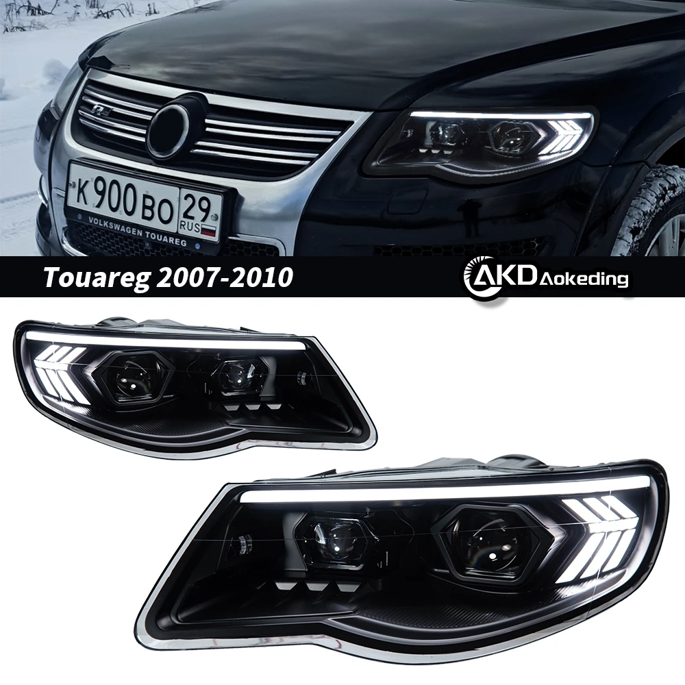 

AKD 2PCS Auto Parts for VW Touareg LED Taillight 2007-2010 Headlights Touareg DRL Turn Signal High Beam
