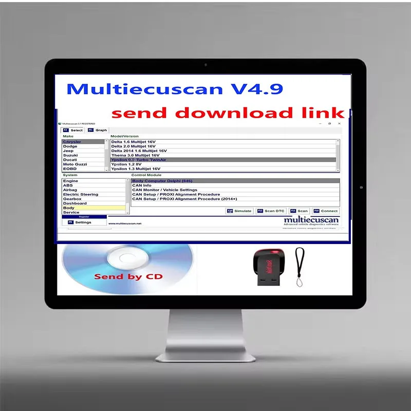 Multiecuscan V4.9 OBD II Program do Diagnostyki Samochodowej dla Fiat Chrysler Dodge Jeep Suzuki Współpracuje z Skanerem Pojazdów ELM327