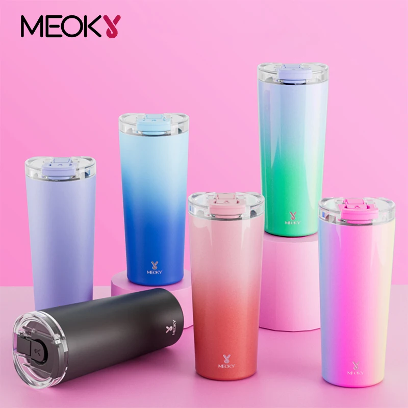 Meoky 24oz Coffee Cup Vacuum Tumbler with Lid Two Ways to Drink Stainless Steel Leak-Proof Insulated Cup Car Mug Mulit-style