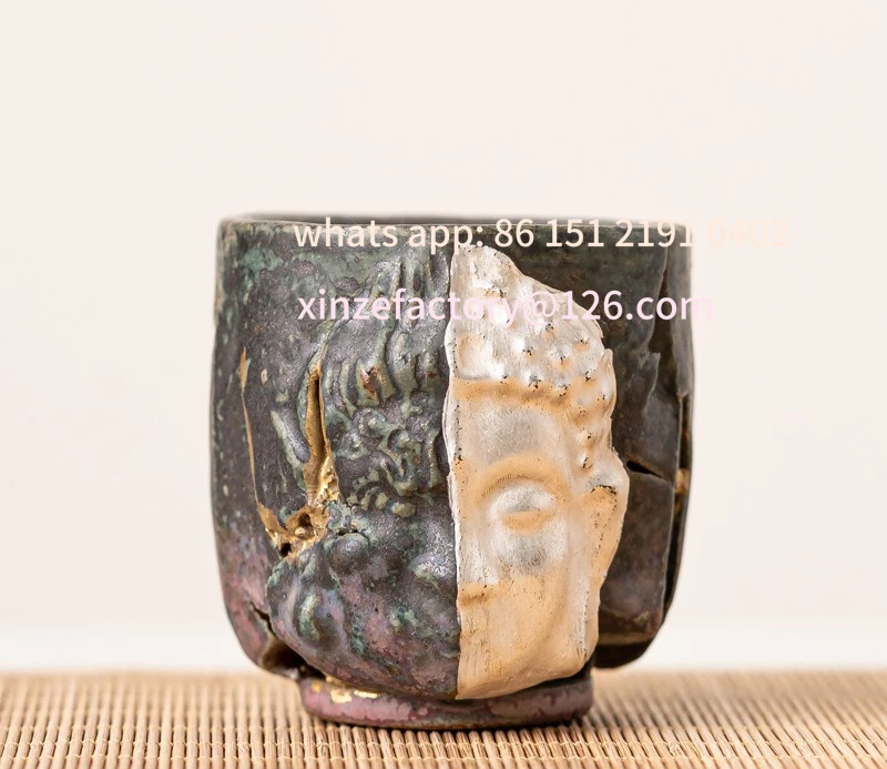 Customizable burnt ceramic cup handmade merchandise high-end retro teacup tea cup