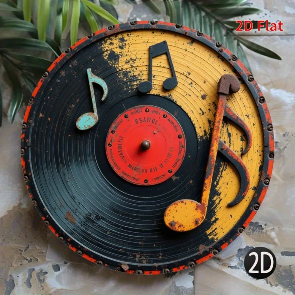 "Vintage Vinyl Record Wreath Iron Sign – Music Notes | Fits Home, Cafe, Easter Party | Music Room Decor & Gift" view 2