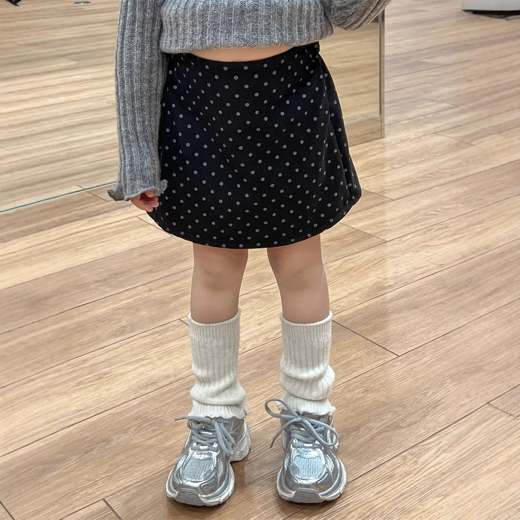 Girls' Spring and Autumn Fashionable Short A-shaped Skirt Versatile Korean Corduroy Polka Dot Skirt Short Skirt Safety Culottes