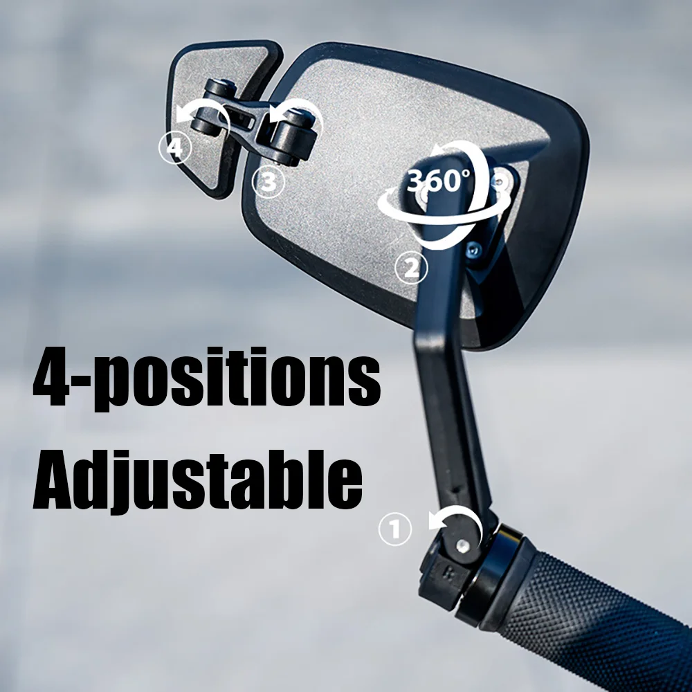 Adjustable 360° Large Vision Mountain Bike Rearview Mirror Bicycle Handlebar Plug Dual Mirror Surface Rear View Mirror for Cycli