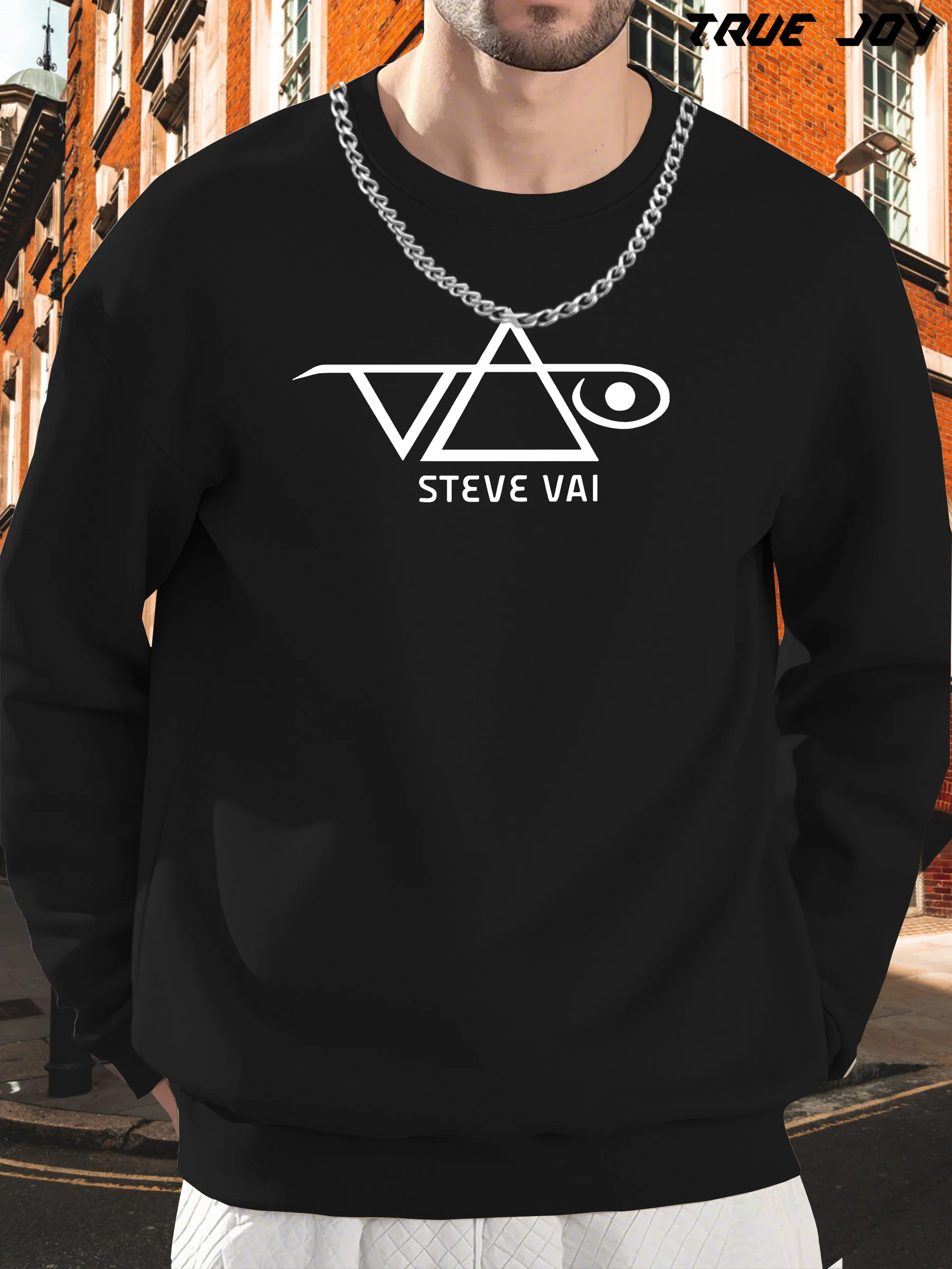 

Music Fan Exclusive! Steve Vai Artistic Print Men'S Versatile Casual Comfort Long Sleeve Crew Neck, Perfect Gift for Boyfriend