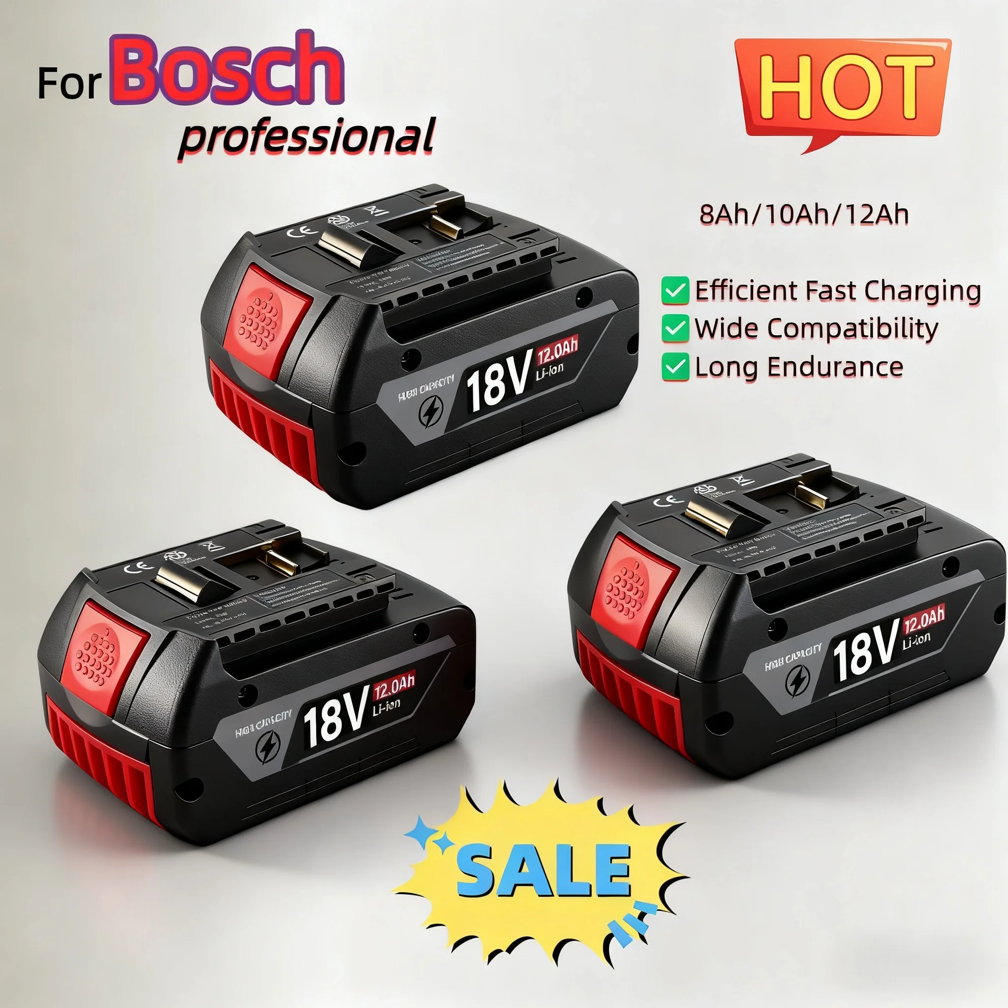 Original for Bosch 18V Battery, 12000mAh Backup Batteries, Draadloze Professional System, BAT609 GBA18V80 Tool