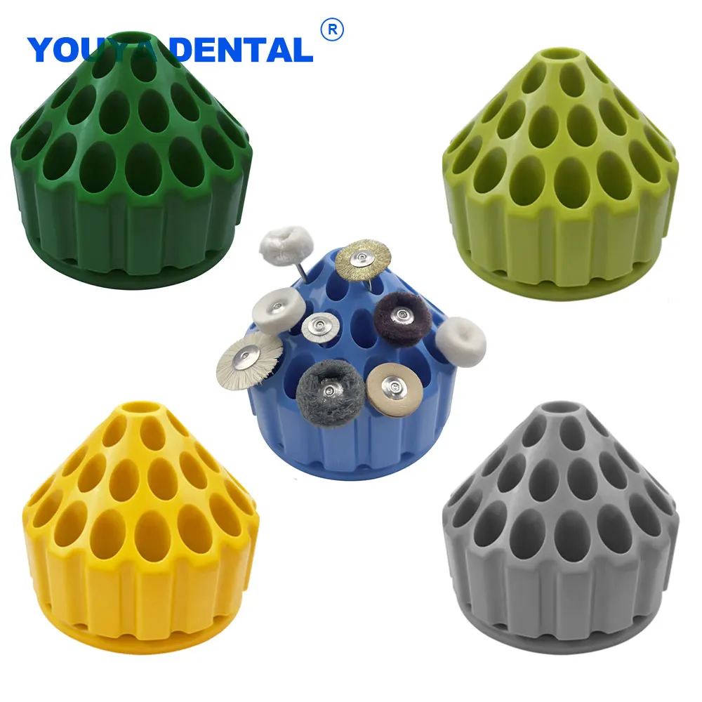 360° Rotating Dental Bur Box for Polishing Grinding Head Holder Round Drill Bit Case Dentist Placement Turntable Box 35Hole