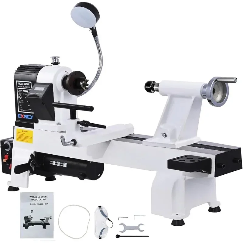 

CXRCY 12" x 18" Wood Lathe, Powerful Benchtop Wood Lathe Machine 3/4 HP Infinitely Variable Speed 650-3800 RPM with Lathe Belt