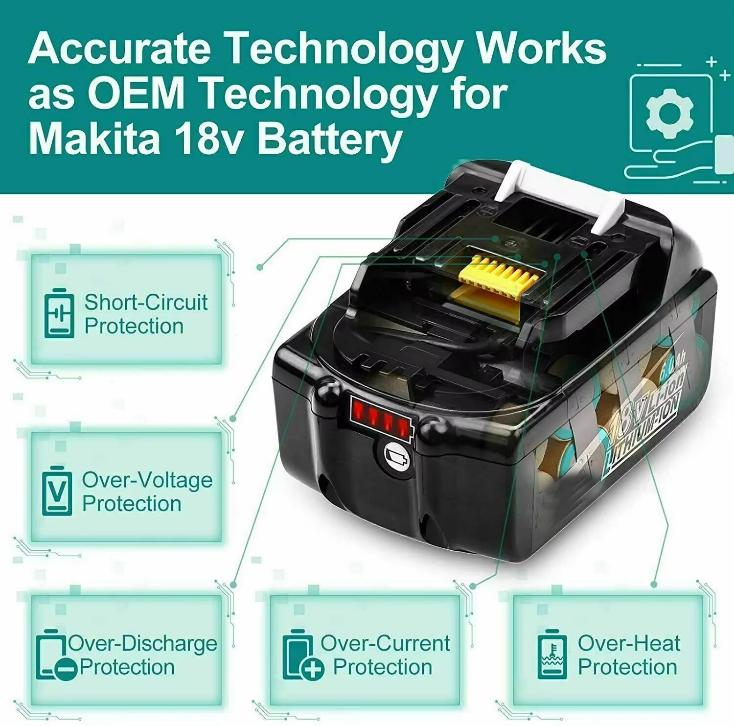 Akumulator Makita 18V 6.0Ah, akumulator do elektronarzędzi Makita BL1830 BL1830B BL1840 BL1840B BL1850 BL1850B — zdjęcie produktu 2