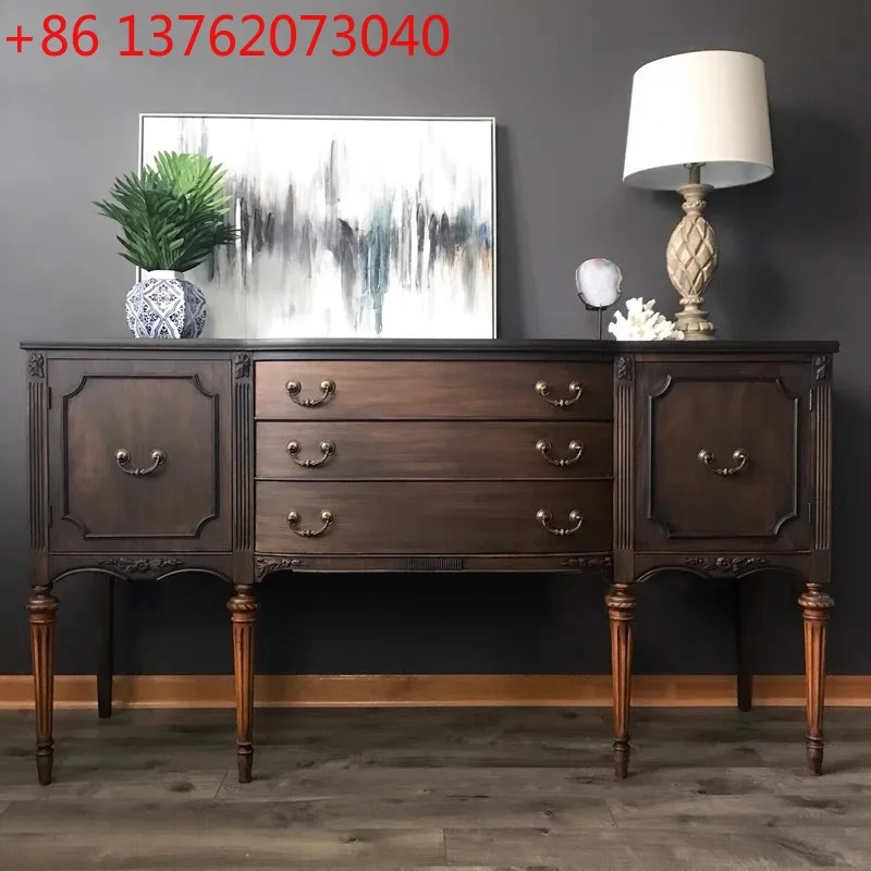 

Французская резная фойе из цельного дерева в стиле ретро, входной шкаф, декоративное хранилище для гостиной, старый обеденный боковой шкаф