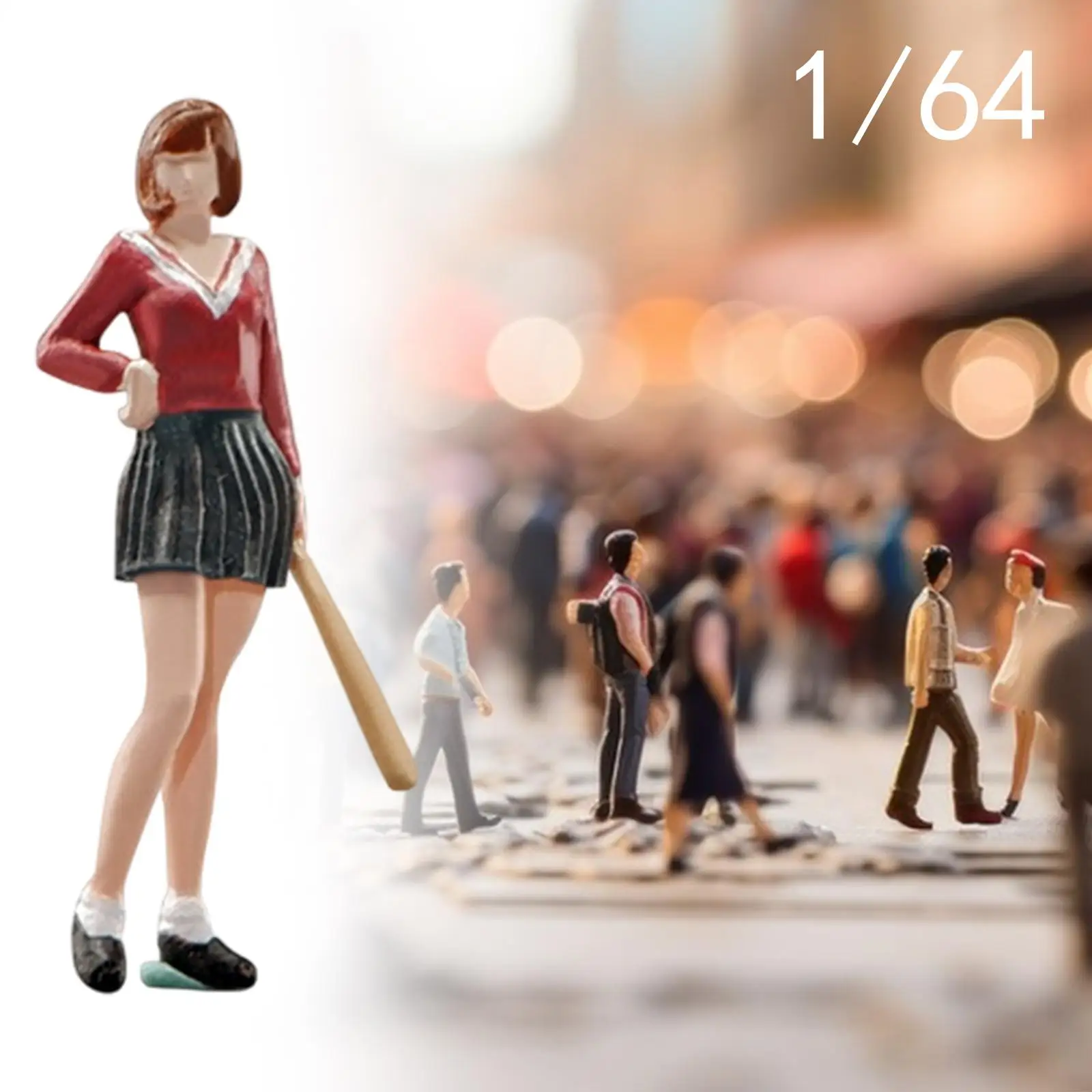 Figurki w skali 1:64 z krótką spódniczką, figurki ludzi do aranżacji dioram, żywiczne modele postaci do dekoracji ogrodu wróżek na biurko.
