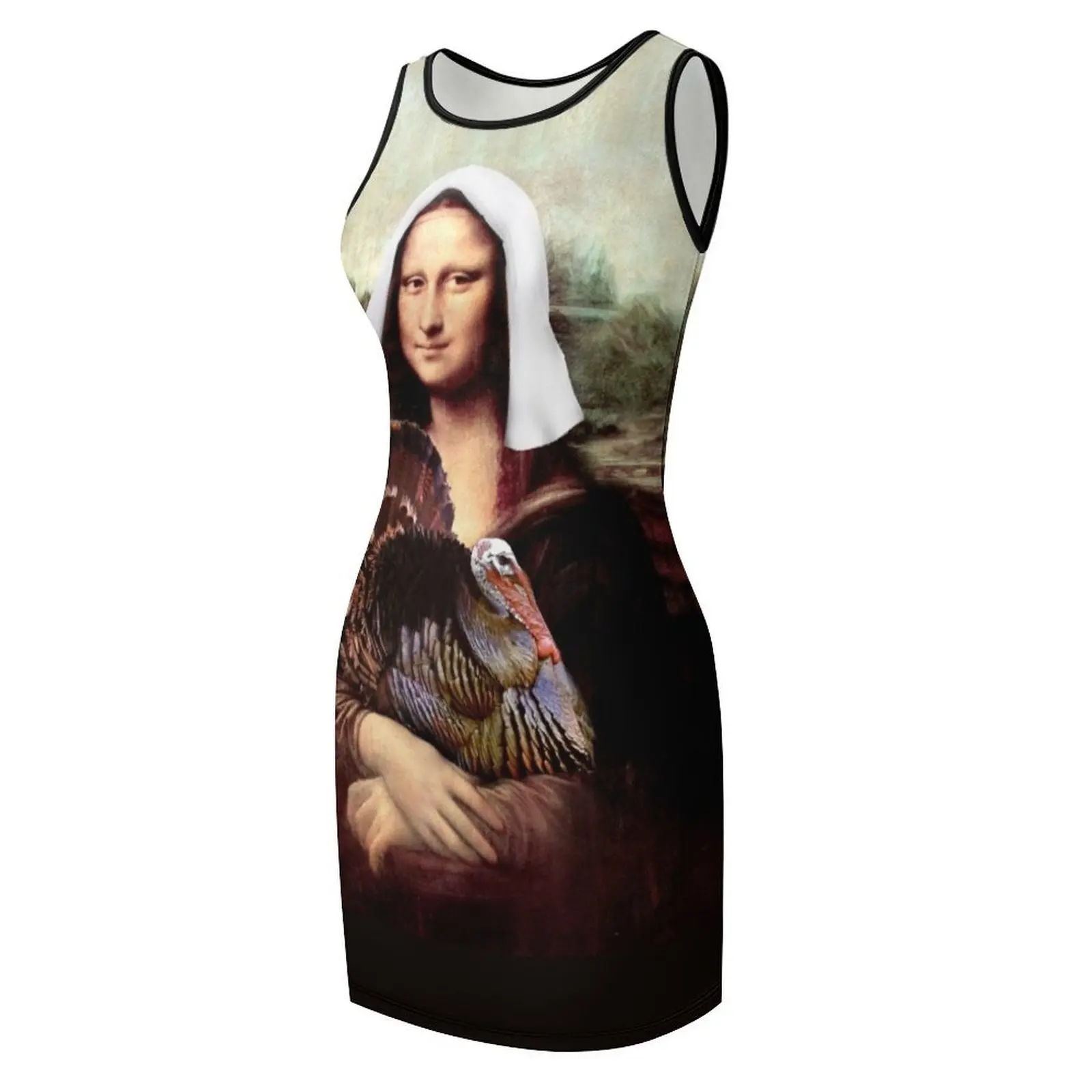 Mona Lisa Thanksgiving Pilgrim Sleeveless Sundress beach outfits for women dresses for prom clothes for women