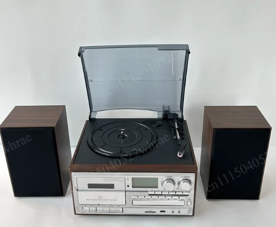 Retro vinyl record player, multi-functional CD tape, Bluetooth integrated American-Taiwanese light luxury small electric audio