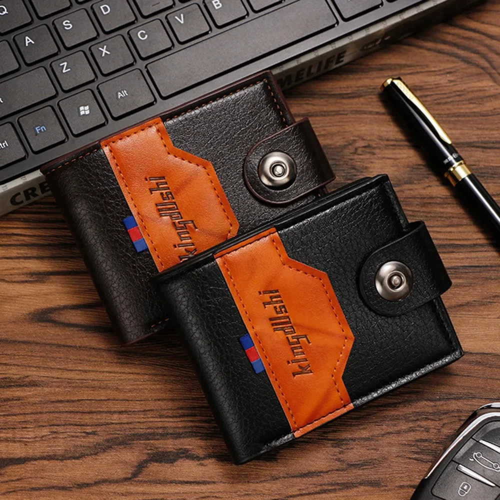 

Large Capacity Bifold Change Bag Anti-Theft Magnetic Buckle PU Leather Card Holder Multi-card Slot Zipper Male Short Wallet Man