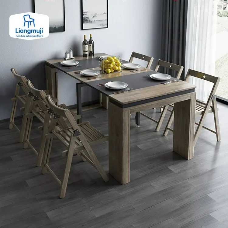 

Modern Extendable Dining Table Rectangle Sideboard with Storage Dining Table Set 6 Chairs Mesas De Comedor Round Dining Table