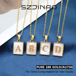 Szjinao Pure 18k Yellow Gold Alphabet Pendant AU750 Necklace Star A-Z Simple for Women Man Fashion jewelry with certificate