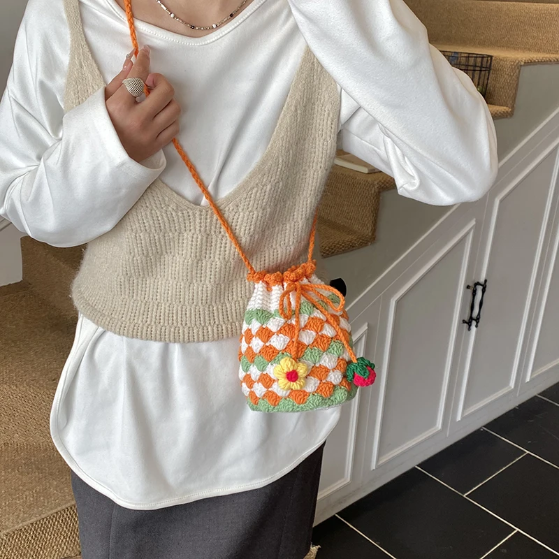 Torby crossbody z patchworku z włóczek, świąteczne, urocze, modne, uniwersalne torebki damskie z designerskim akcentem dla dzieci, nowość 2025